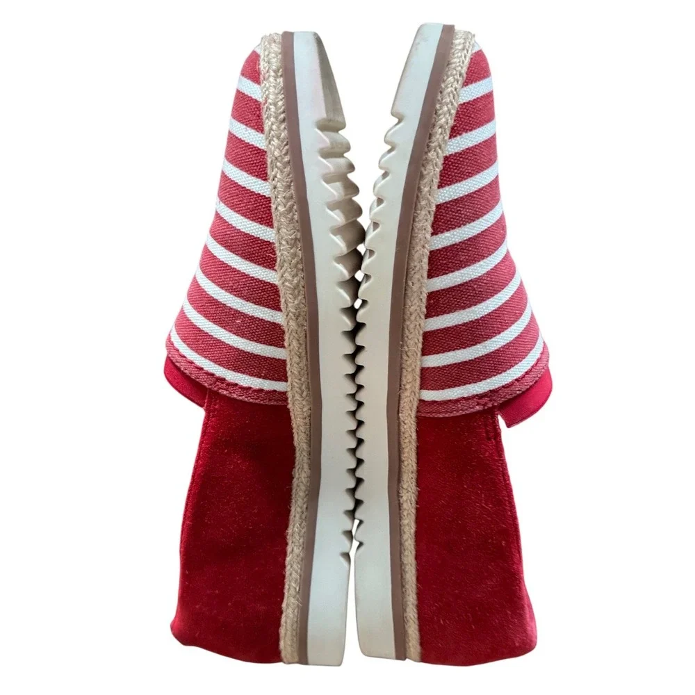 Clarks Red White Stripe Espadrille Slip On‎ Flats Womens Size 9 comfort